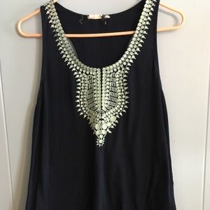 Stitch Fix Blue & Teal Embroidered Tank Top